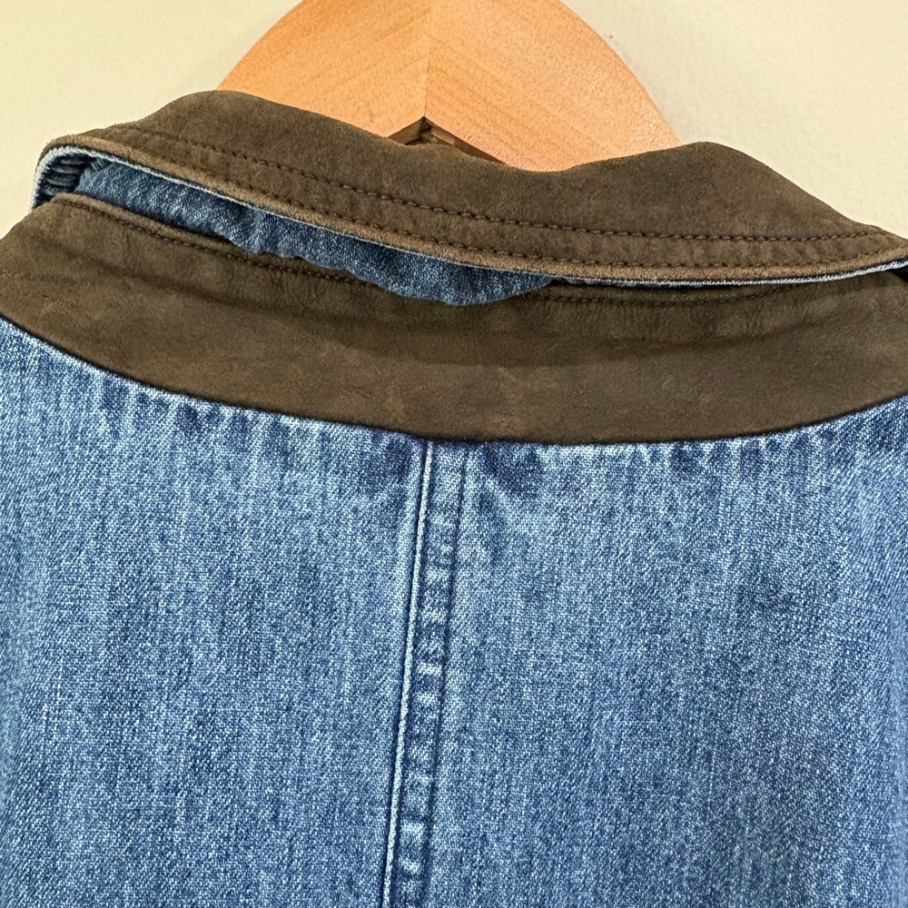 Vintage Lands End Denim Barn Chore Coat Jacket Women Medium Flannel Lined Jean - Picture 10 of 11